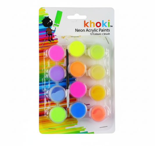 Art and Craft Acrylic Paint with 12 Colours and a Brush