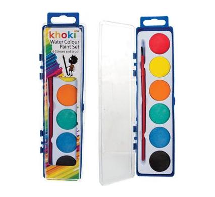 Water Colour Paint Set - 6 Colours - 21 x 6 cm Box