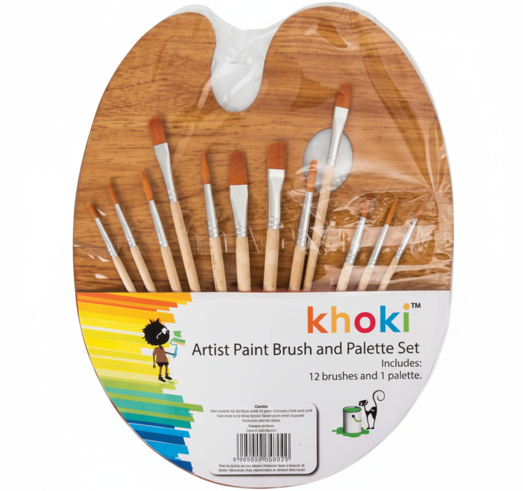 Paint Brush and Palette Set - 12-Piece Brush Set