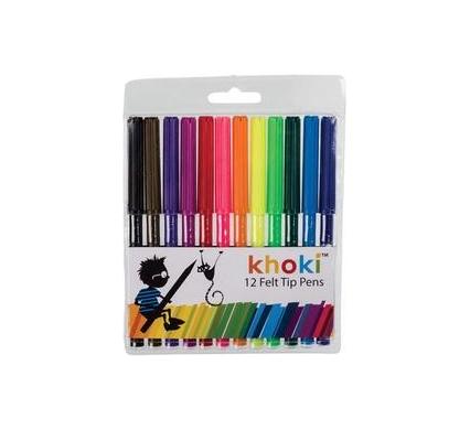 Felt Tip Pens in a Wallet - 12 Colours