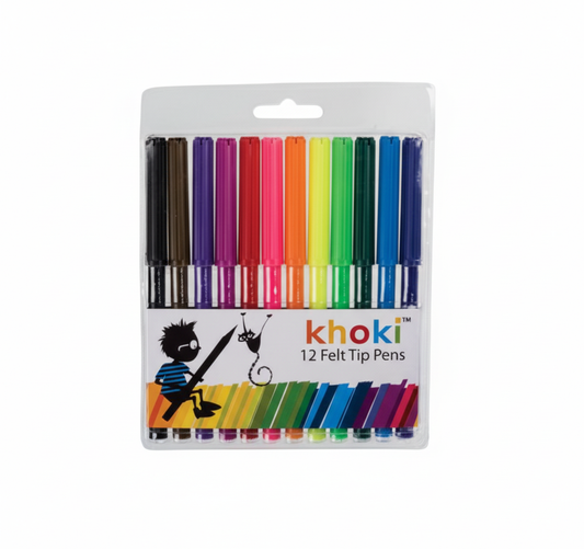 Felt Tip Pens in a Wallet - 12 Colours