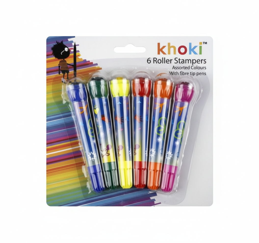 Felt Tip Roller Stamp Pens (6 Piece Set)
