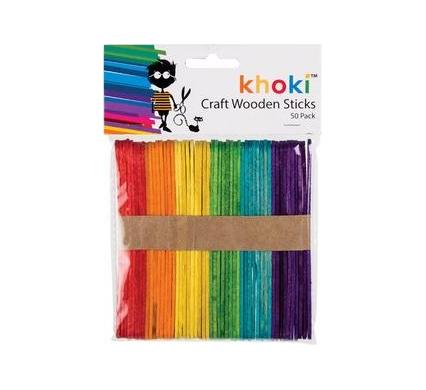 Art and Craft Sticks - Pack of 50 - Assorted Colours - 11 x 8 cm