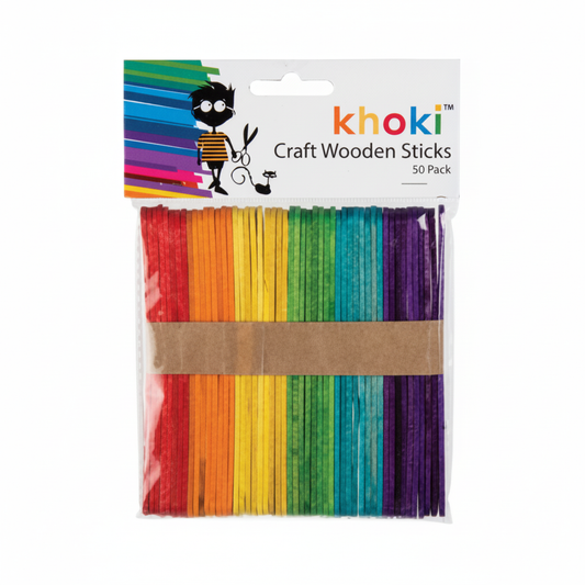 Art and Craft Sticks, Pack of 50 (11 x 8 cm) - Assorted Colours
