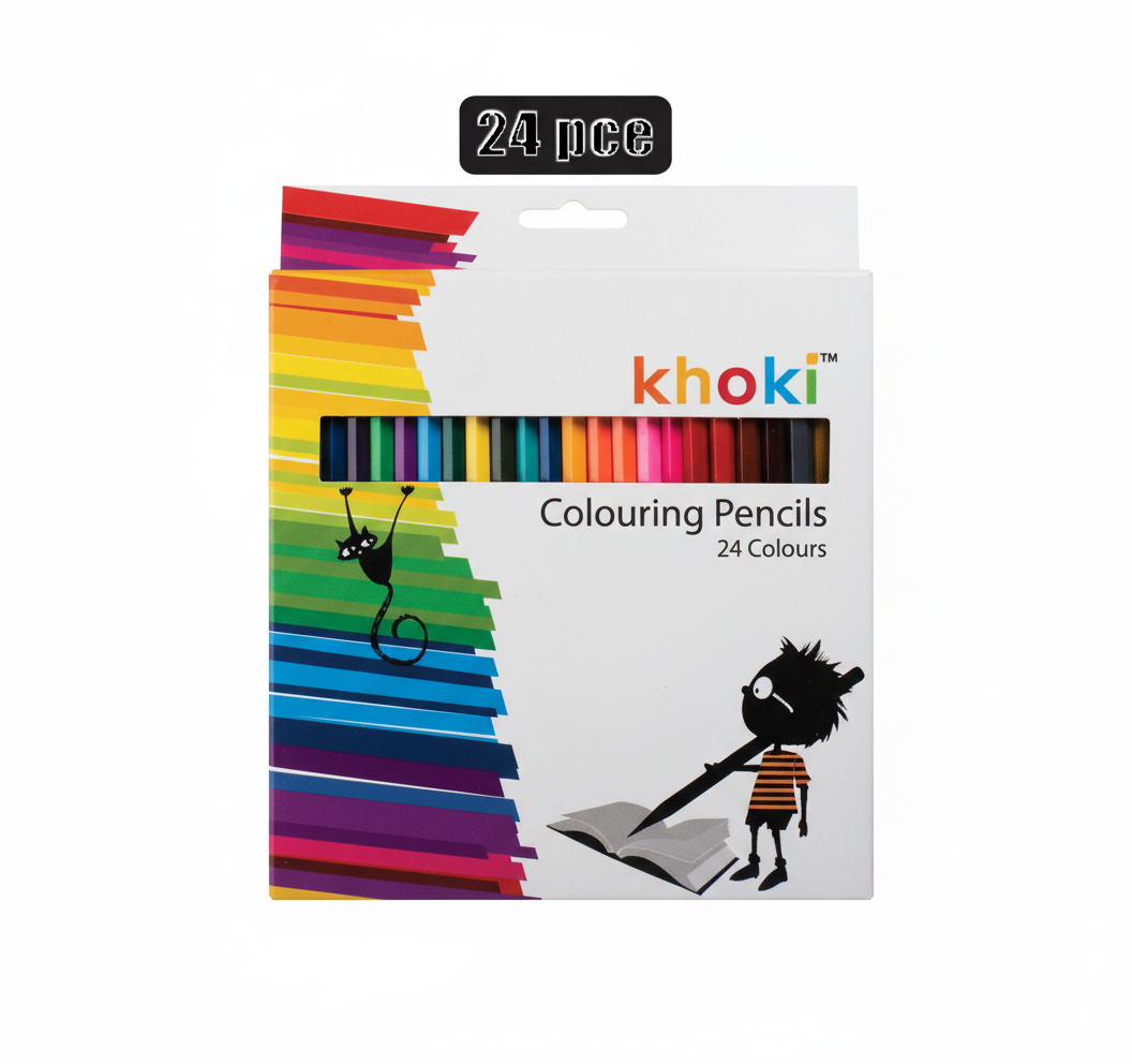 Long Pencil Crayons with 24 Colours (18 cm)