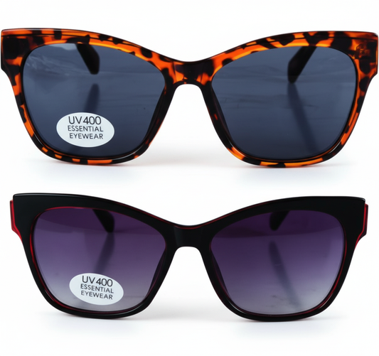 Essential Ladies Square Cateye Sunglasses - Assorted