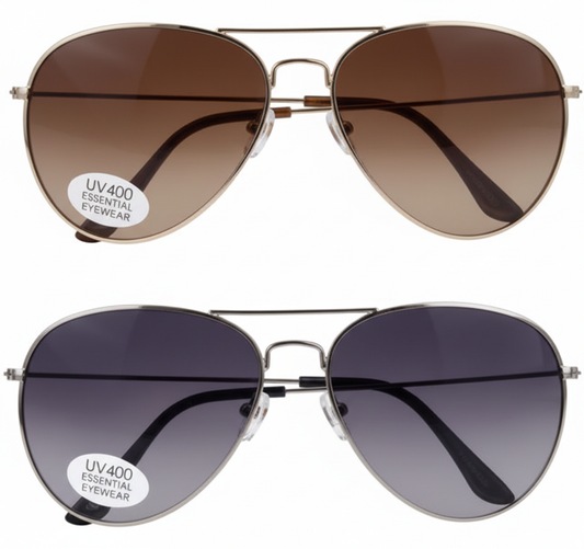Essential Unisex Classic Aviator Sunglasses in Various Colours