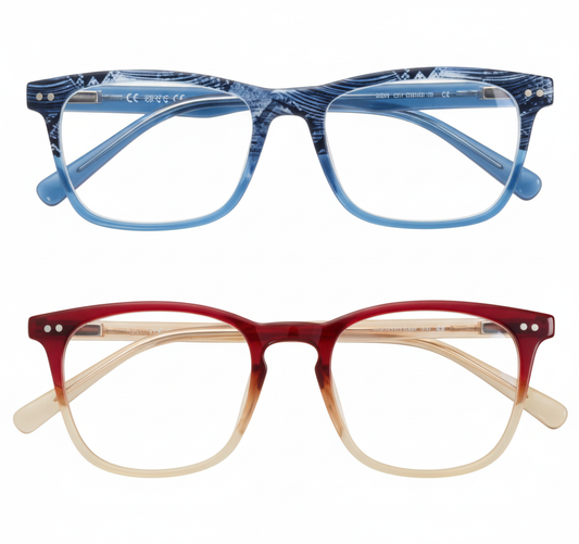 Reading Glasses with Blue Light Blocking - Strength +0 - Various Colours