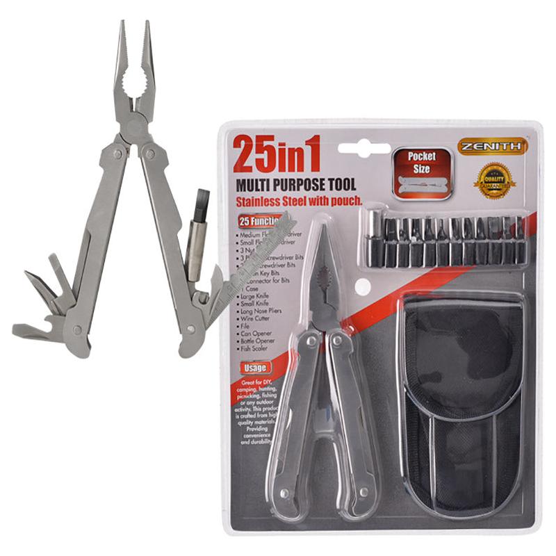 25 in 1 Multi Tool - Stainless Steel - Belt Pouch Included