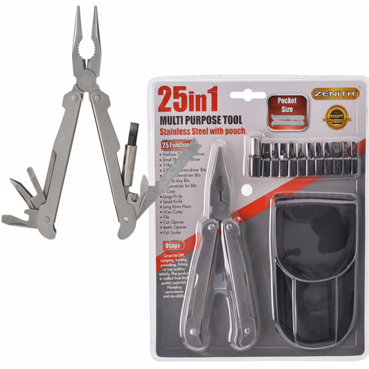 Stainless Steel 25-in-1 Multi Tool with Belt Pouch