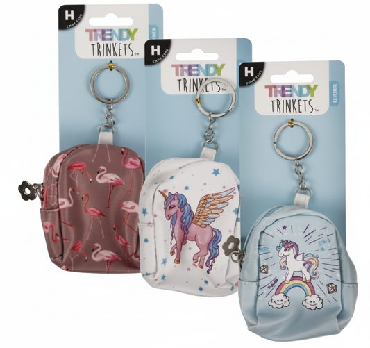 Keychain Mini Backpack - Flamingo or Unicorn - Assorted Designs