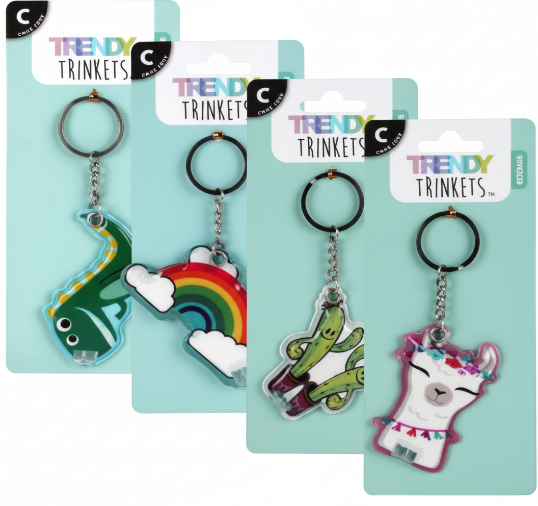 Novelty Design Keychain with Light in Assorted Designs