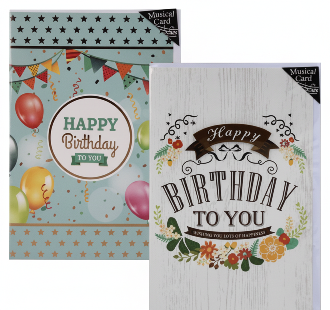 Musical Card and Envelope with Assorted Designs