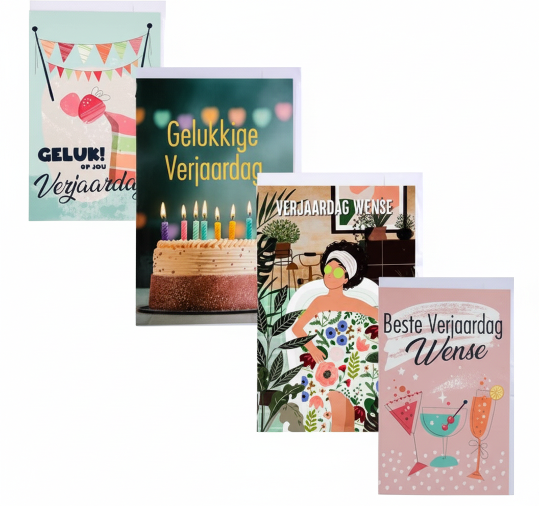 Female Birthday Card and Envelope - Afrikaans Wording - Assorted Designs