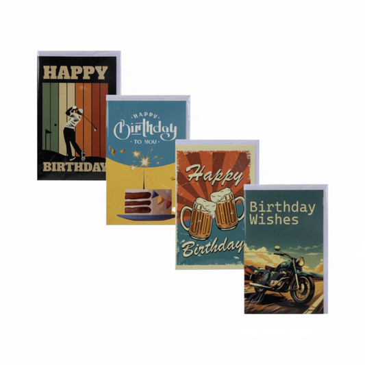 Male Birthday Card and Envelope - English Wording - Assorted Designs