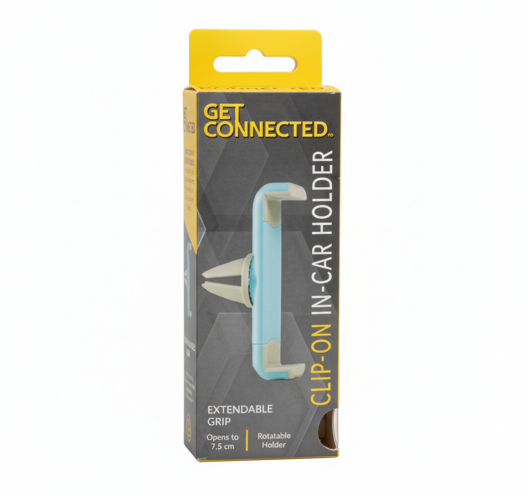 Device Holder with Clip-On In-Car - Assorted Colours