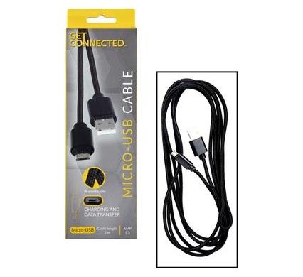 Braided USB Cable Charger with Micro USB Connector - 3.0 Meter