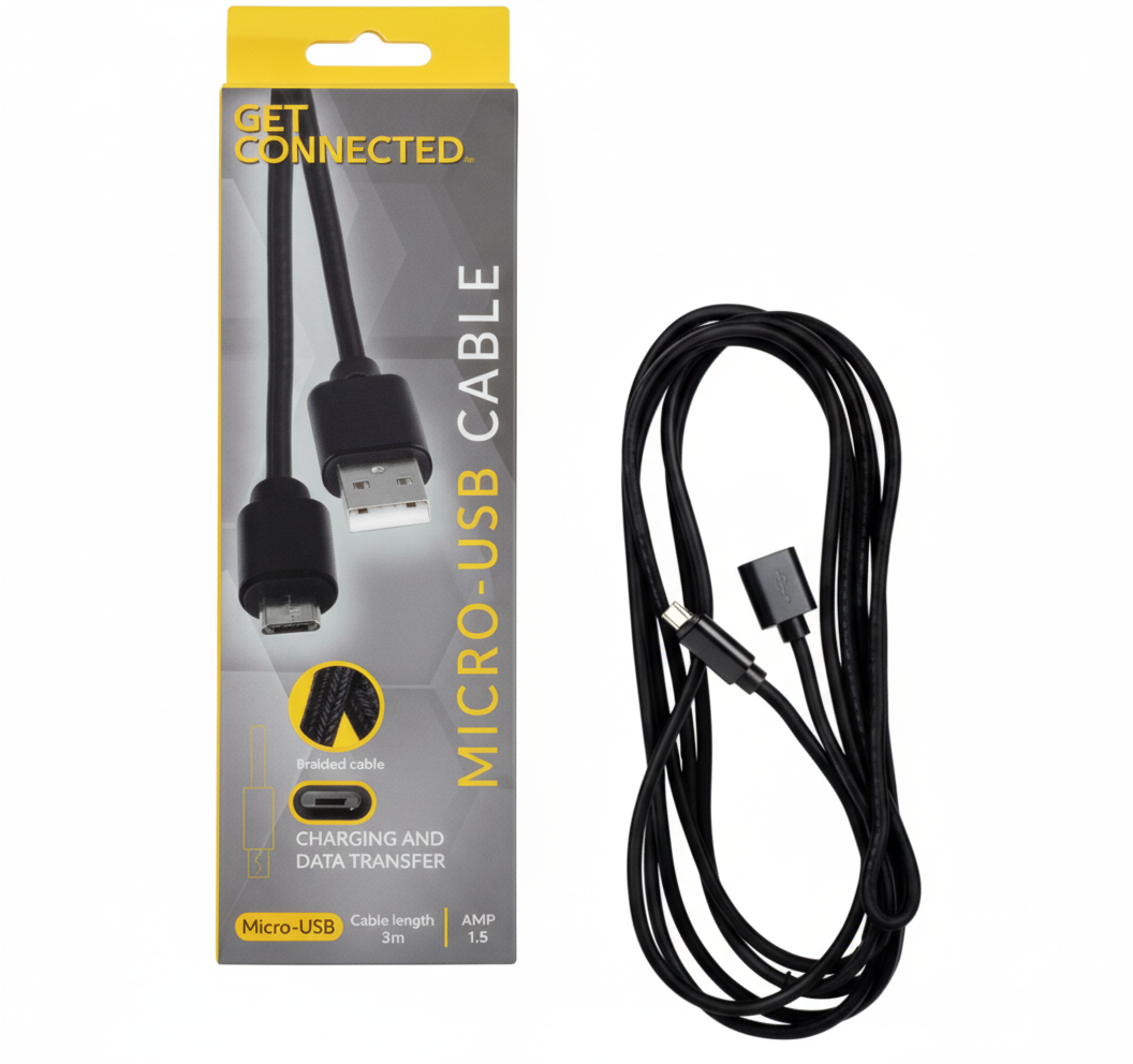 Braided USB Cable Charger with Micro USB Connector - 3.0 Meter