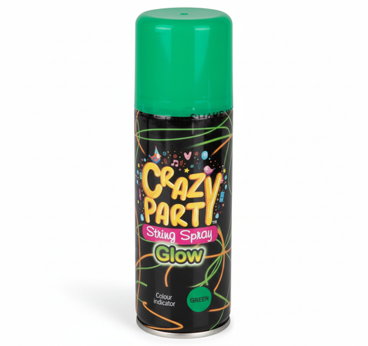 Crazy String Party Spray â Green, Glow-in-the-Dark (250 ml) - Assorted Designs