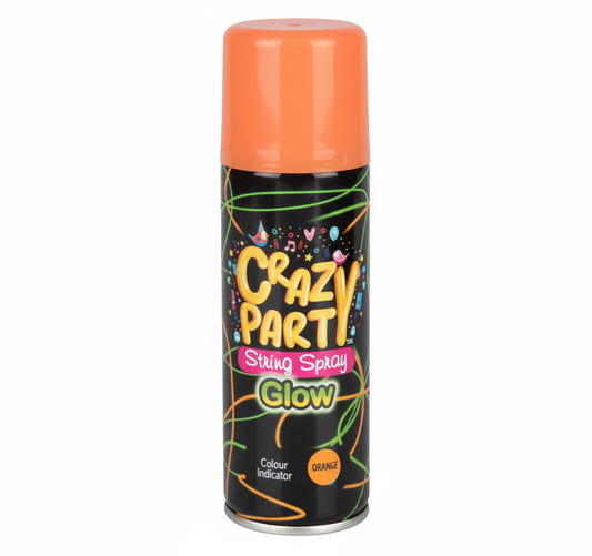 Crazy String Party Spray â Orange, Glow-in-the-Dark (250 ml) - Assorted Designs