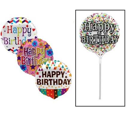 Balloons Air Fill with Stick - Happy Birthday