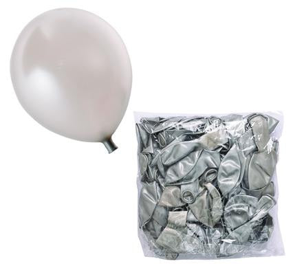 Balloon Suitable for Helium, Metallic Silver - Bulk Pack of 12