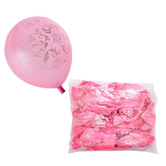 Bulk Pack Balloons Suitable for Helium - Pack of 12 - Printed Pattern - Pink