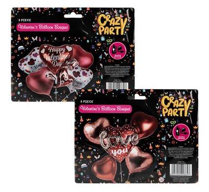 Balloons Helium Valentines Day Bouquet - 5 Pieces