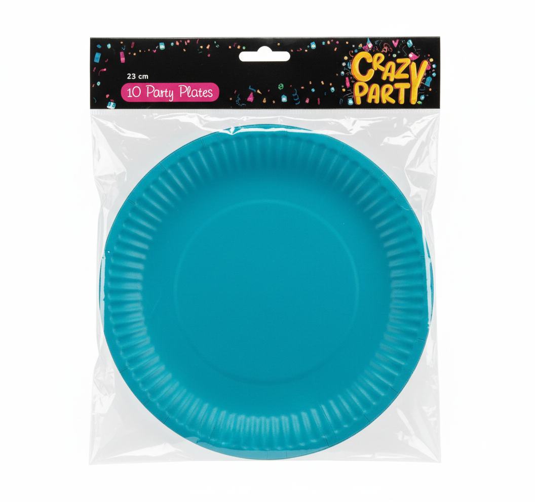 Light Blue Party Plates with 10 Pieces (23 cm)