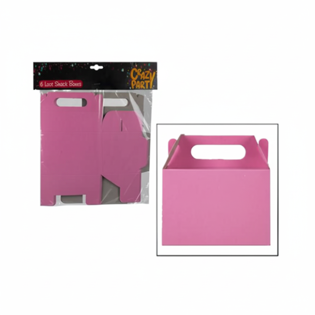 Pink Party Loot Snack Box - 6 Piece