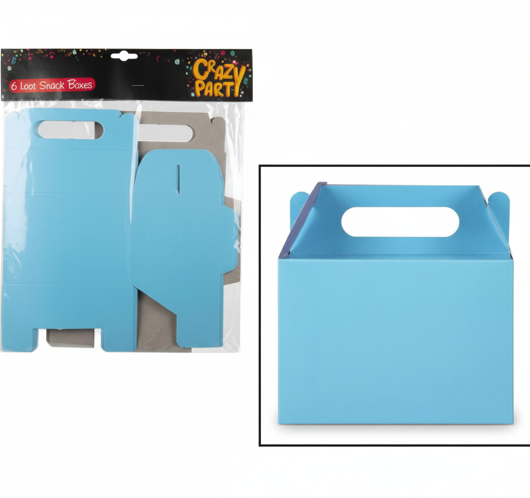 Blue Party Loot Snack Box - 6 Pieces