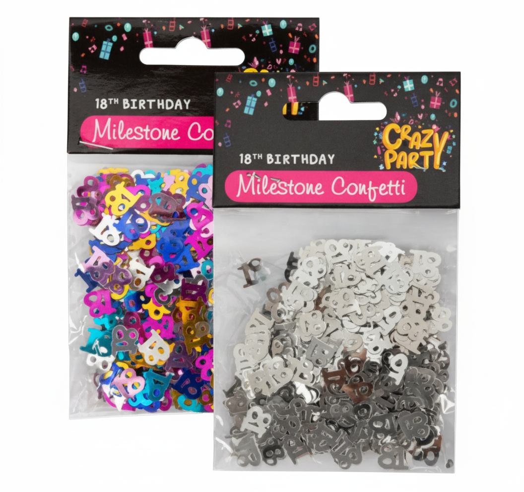 Party Confetti with Milestone Number 18 (15 g) - Various Colours