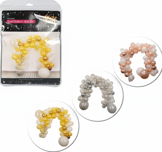 Silver, Gold, or Rose Gold Balloon Arch Decor Pack (85 Pieces, Various Colours)