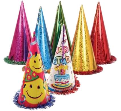 Hat Cone with Tinsel - Assorted Colors - 37cm