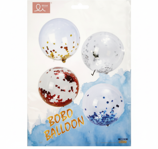 Clear Helium Confetti Balloon - 43 cm - Various Colors