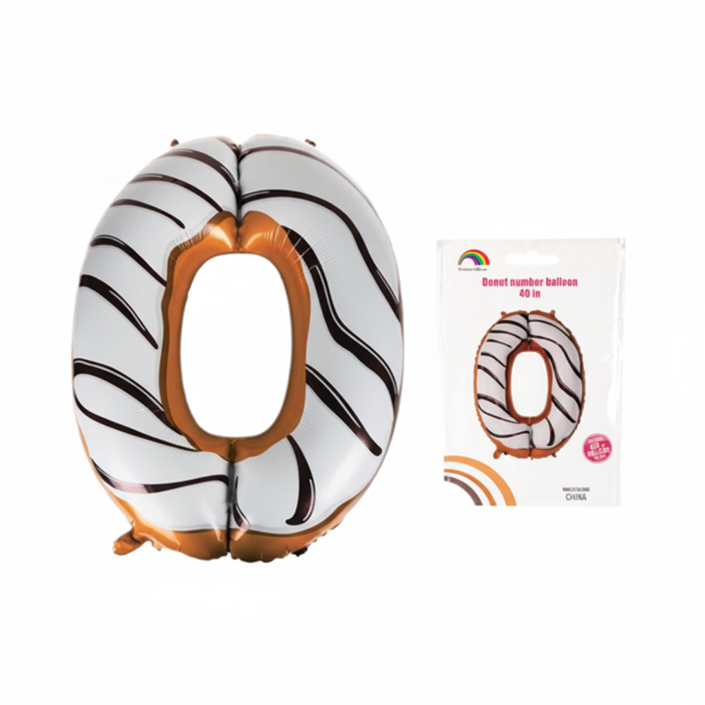 Helium Foil Balloon Donut Number 0 (101 cm)