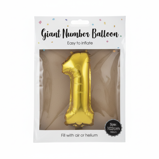 Gold Helium Balloon - Foil Number 1 - 102 cm