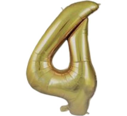 Gold Helium Balloon - Foil Number 4 - 102 cm