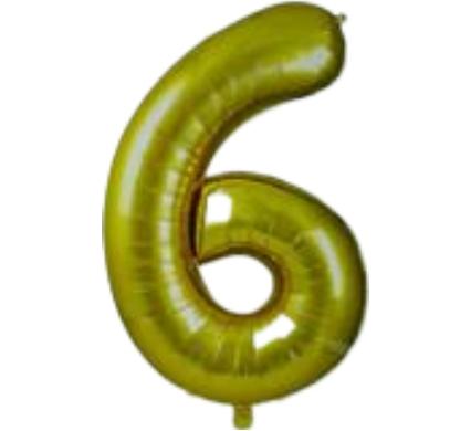 Gold Helium Balloon - Foil Number 6 - 102 cm