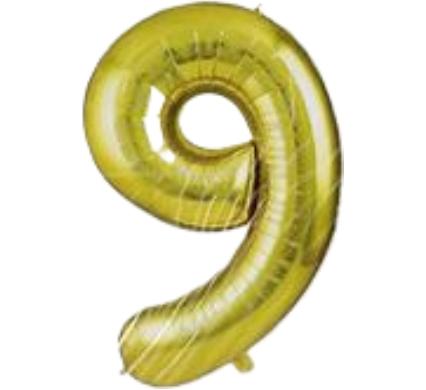 Gold Helium Balloon - Foil Number 9 - 102cm