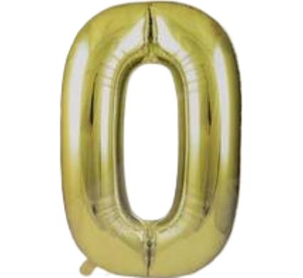 Gold Helium Balloon - Foil Number 0 - 102cm