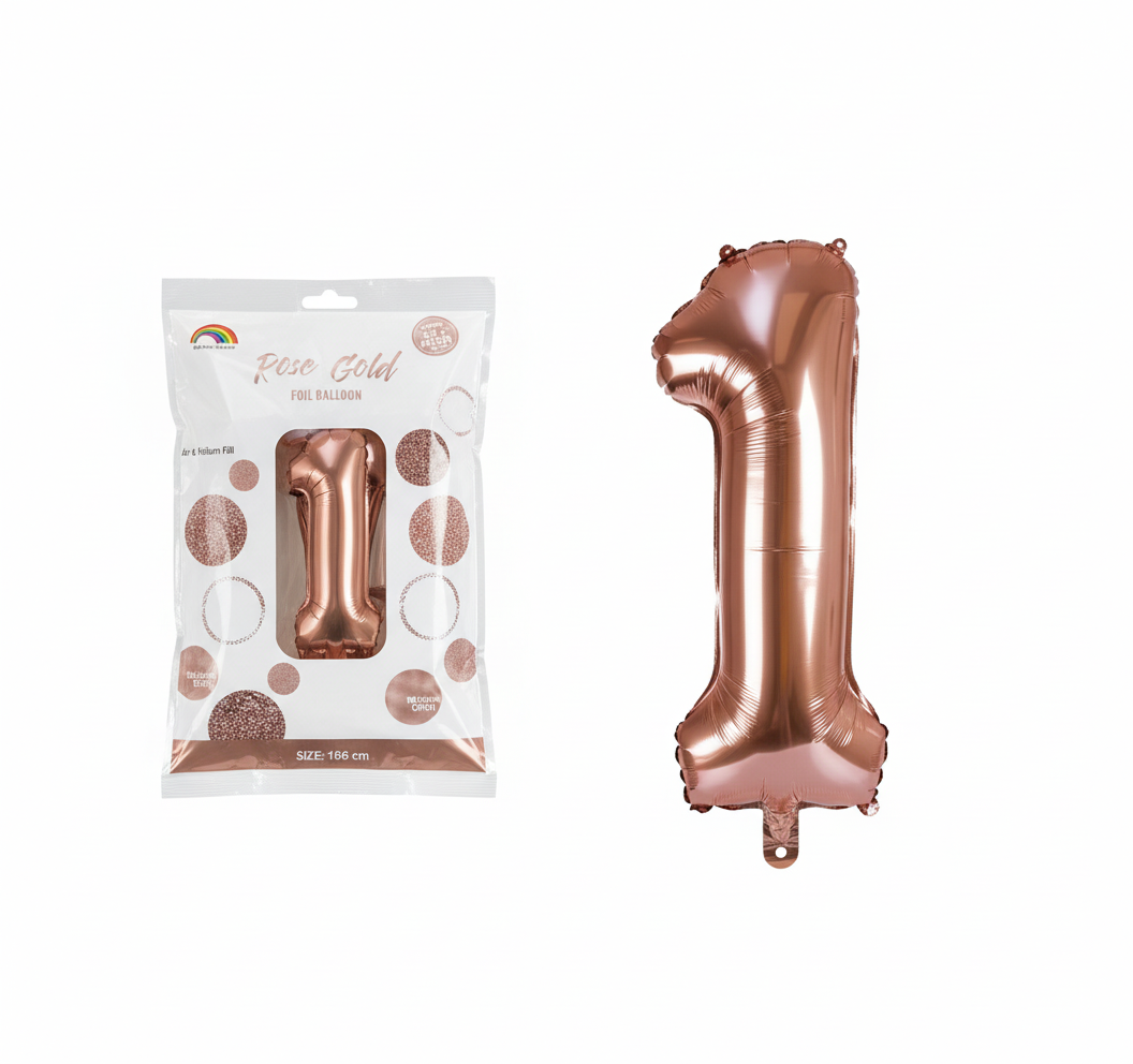 Rose Gold Foil Number 1 Helium Balloon - 102 cm