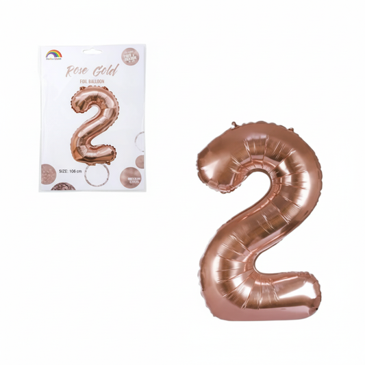 Rose Gold Foil Helium Balloon Number 2 (102 cm)