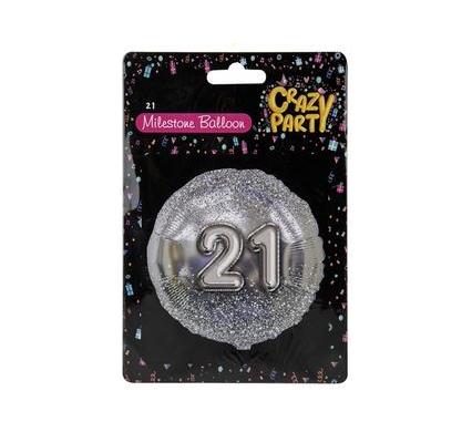 Balloon Helium Foil Milestone 21 - 45cm