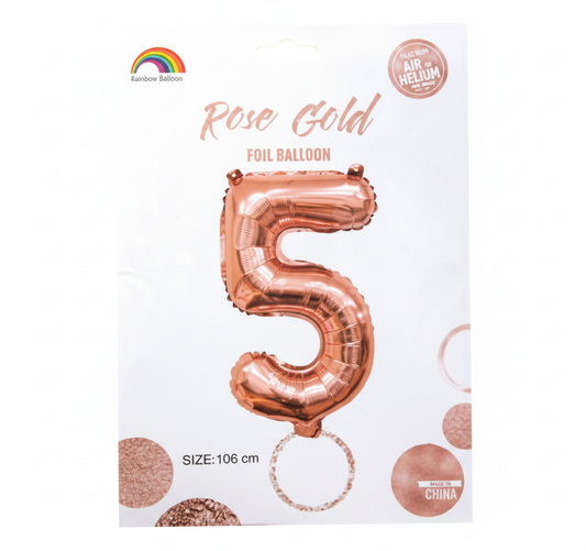 Rose Gold Foil Helium Number 5 Balloon (102 cm)