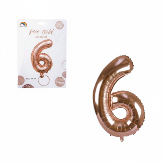 Rose Gold Foil Balloon for Helium Number 6 (106 cm)