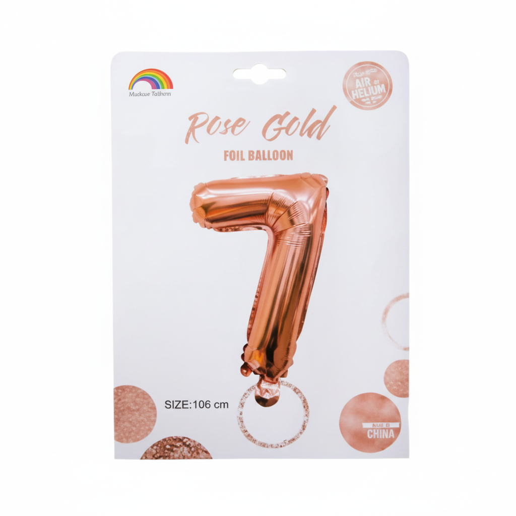 Rose Gold Helium Foil Balloon Number 7 (102 cm)