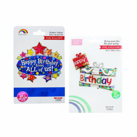 Happy Birthday From All Of Us Helium Foil Balloon - 1 m - Assorted Designs