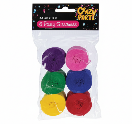 Streamers (6 Pack) - Assorted Colours