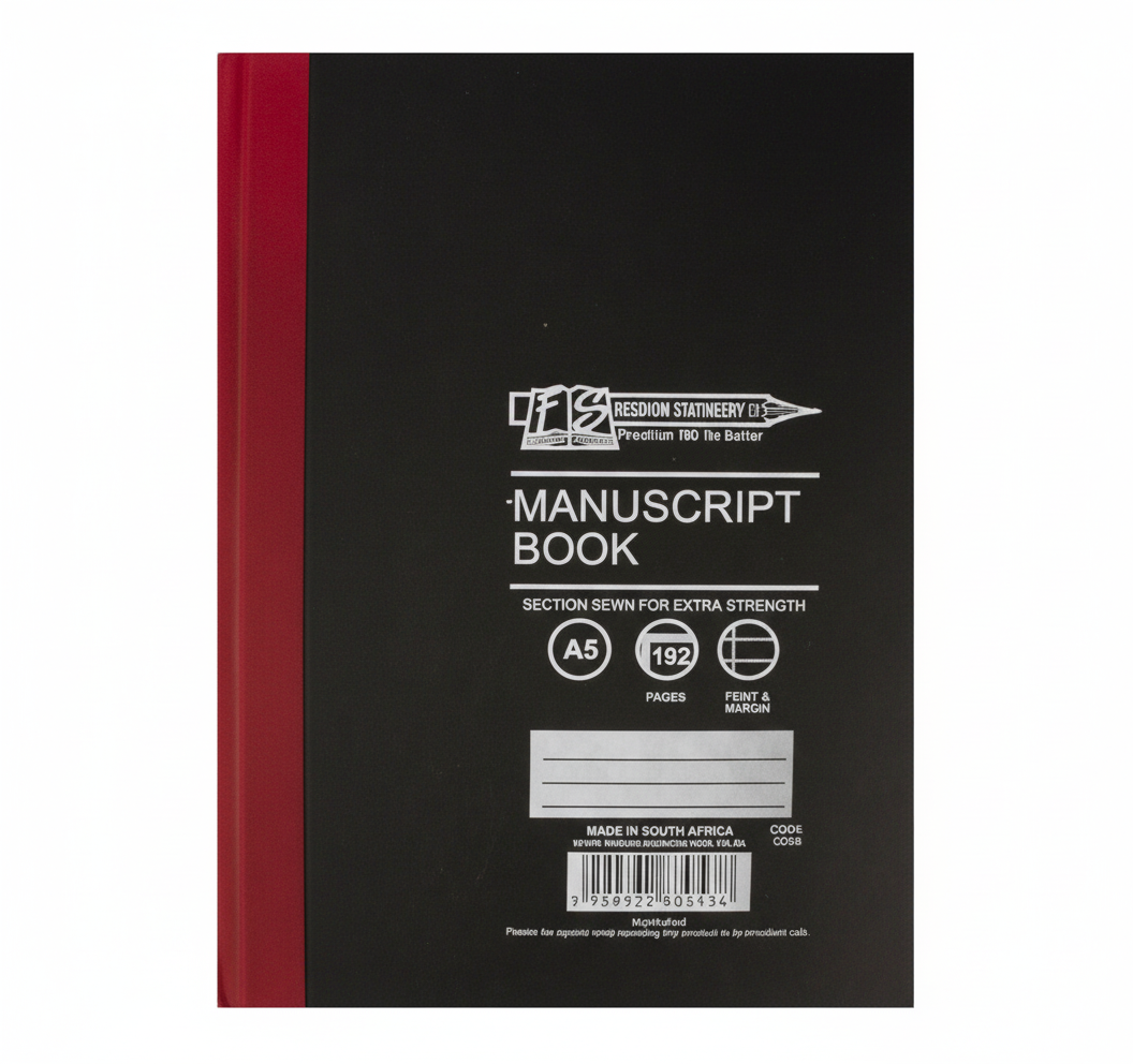 A5 Hardcover Manuscript Book, Feint Ruled with Margin, 192 Pages - Pack of 5